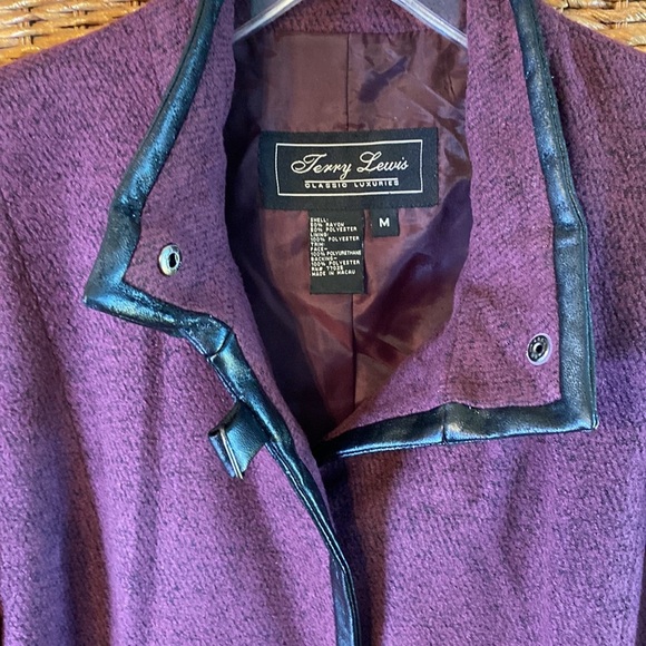 Terry Lewis medium purple with black leather trim jacket - Picture 7 of 8